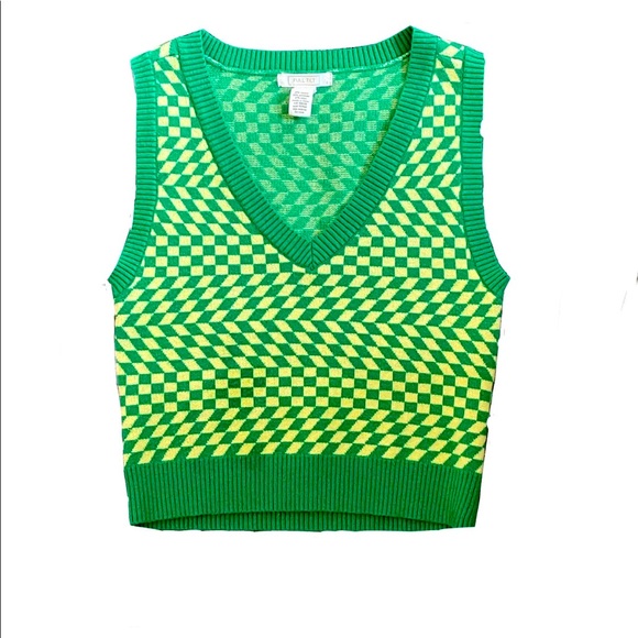 Tilly's Tops - y2k trippy checkered sweater vest